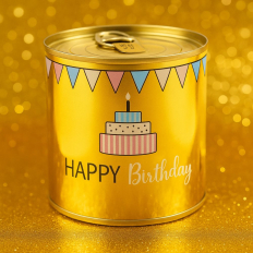 Cancake – Kuchen in der Dose „Happy Birthday“ – Goldfunkeln (Brownie)