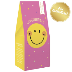 Fruchtgummi Herzen „Glückwunsch“ (Motiv Smiley)