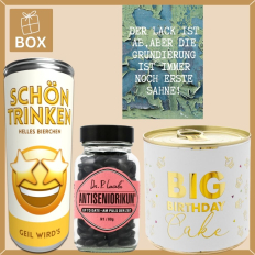 Geschenkbox Geburtstag – Lustiges Geburtstagsgeschenk „Der Lack ist ab“ (Set 4)