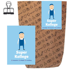 Geschenktüte + Grußkarte „Super Kollege“ – zum Befüllen