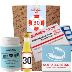 Geschenktüte zum 30. Geburtstag – Lustiges Überlebenspaket (Set 4)